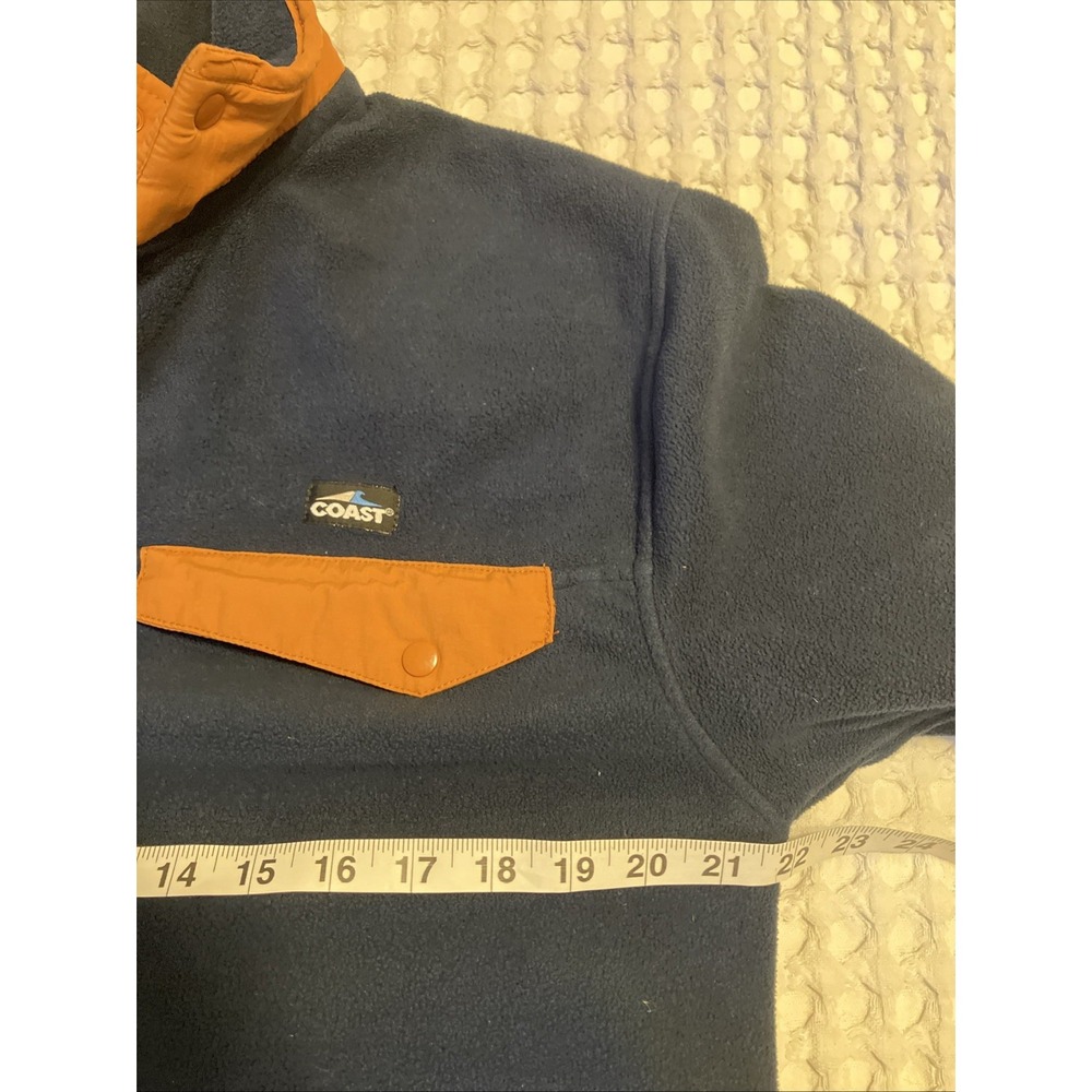 Coast Pawleys Snap Neck‎ Pullover Fleece Sweatshirt, Orange/Blue Mens Medium - Picture 7 of 12